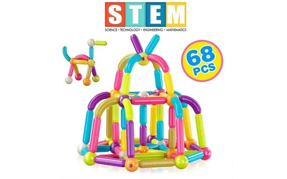 Contixo Stem Learning Set - Multicolor 3d Magnet Blocks 68 Pieces