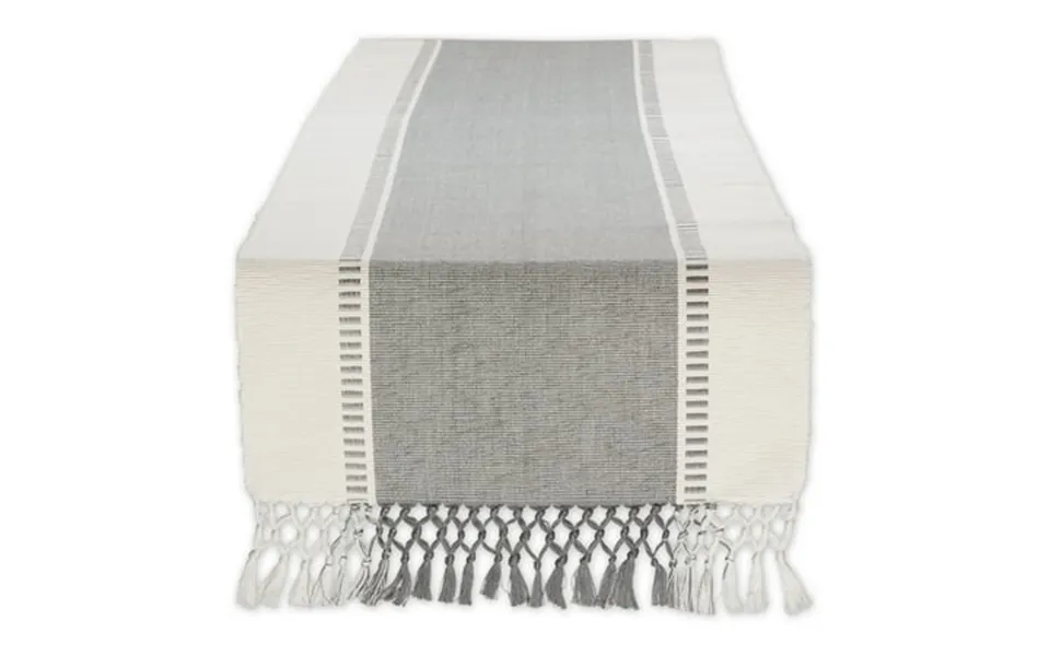 Cool Gray Dobby Stripe Ribbed Table Runner 13x108