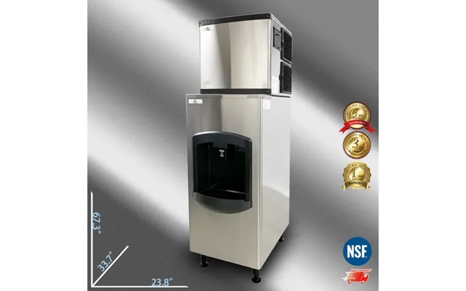 Cooler Depot Nsf-certified 350 Lb Air-cooled Commercial Ice Maker And Dispenser Stainless Steel Model Hd-130b