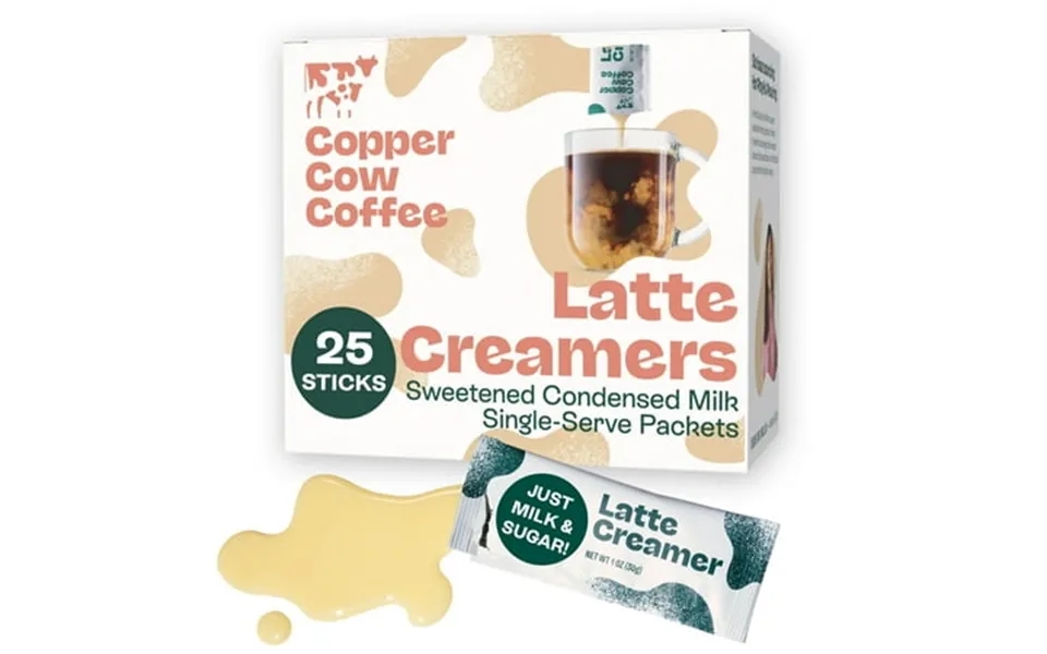 Copper Cow Coffee Sweetened Condensed Milk Coffee Creamer Singles 25 Pack Coffee Creamer All Natural Creamer Packets No