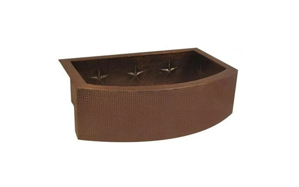 Copper Farmhouse Round Apron Kichen Sink Stars Design 33x22x9 G16 Matte