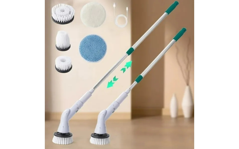 Cordless Electric Spin Scrubbers With 5 Replaceable Brush Heads And Adjust Extension Handle Electric Cleaning Brush For