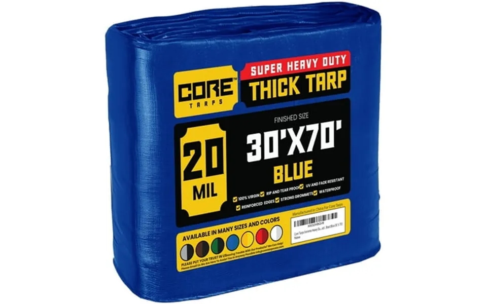 Core Tarps 20 Mil Heavy Duty Tarp Camping Tarpaulin Waterproof Cover Blue 30 X 70