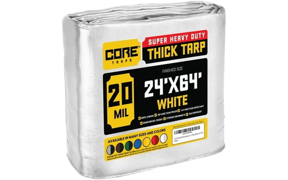 Core Tarps 20 Mil Heavy Duty Tarp Camping Tarpaulin Waterproof Cover White 24 X 64