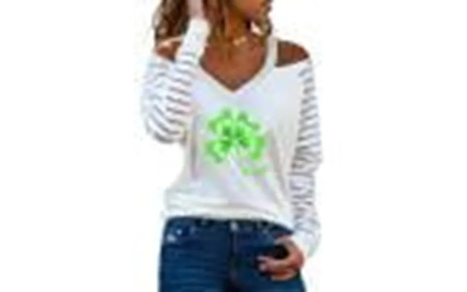 Cosfo Long Sleeve Womens Tops Casual V-neck St Patricks Day White Off The Shoulder Top T-shirts Petite Tops For Women