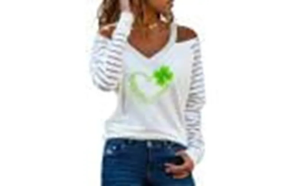 Cosfo Off The Shoulder Petite Tops For Women White V-neck Long Sleeve St Patricks Day Top T-shirts Women Tops