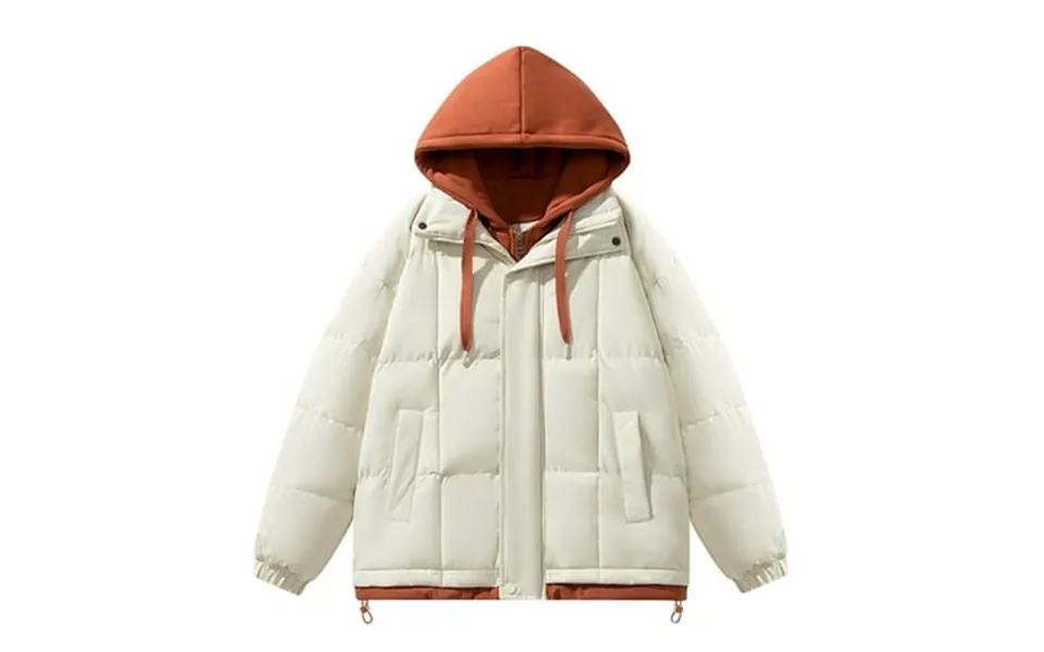 Cosfo Puffer Mens Jacket Casual Yellow Colorblock Zip Up Quilted Jacket Loose With Pocket Long Sleeve Mid-length Hooded