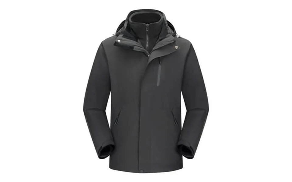 Cosfo Zip Up Mens Fall Jackets Solid Mountain Black Casual Heavyweight Jacket Detachable Hat Mid-length Outdoor Sport Lo