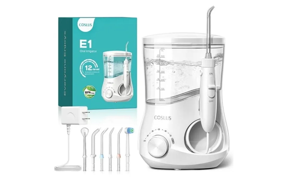 Coslus Water Flosser For Teeth Water Dental Flosser Pick For Teeth Cleaning And Flossing 600ml 12 Pressure Settings For
