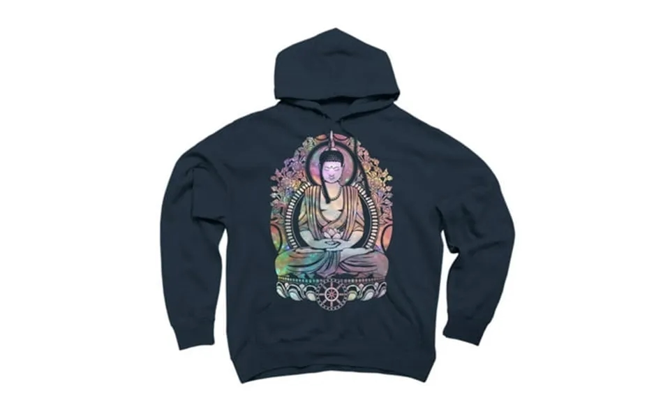 Cosmic Bodhi Navy Blue Graphic Pullover Hoodie - Design By Humans L
