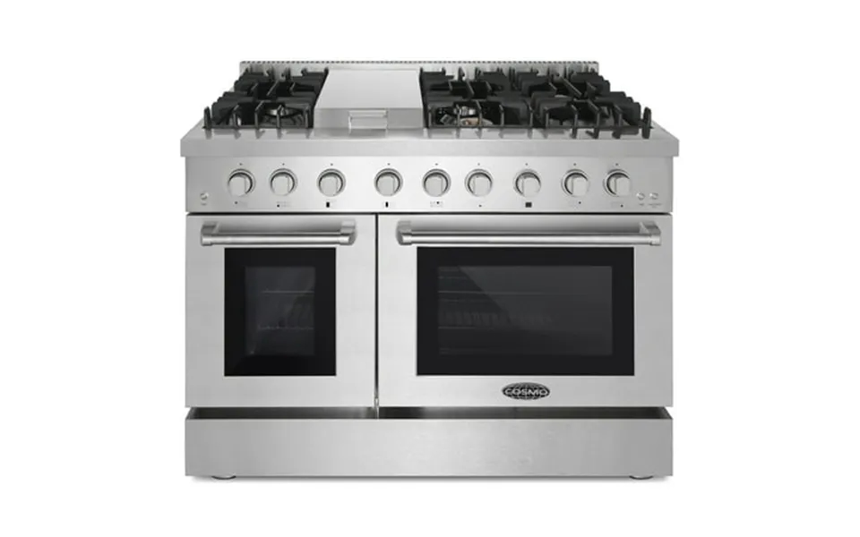 Cosmo 48 In. Lumin Collection 6.7 Cu. Ft. Double Oven Dual Fuel Range With 6 Sealed Burners Rapid Convection Stainless S