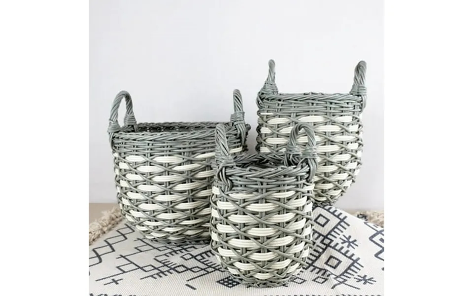 Cosotower 3-pack Stackable Hand Woven Wicker Storage And Laundry Basket With Handles
