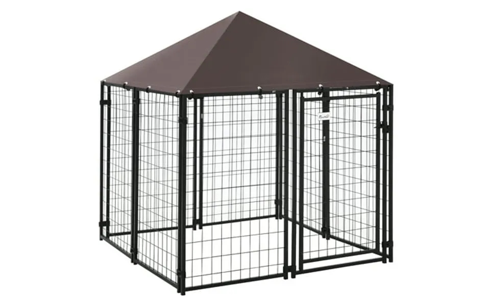 Cosotower 5 X 5 X 5 Dog Kennel Outdoor Walk-in Pet Playpen Welded Wire Steel Dog Fence With Water-and Uv-resistant Canop