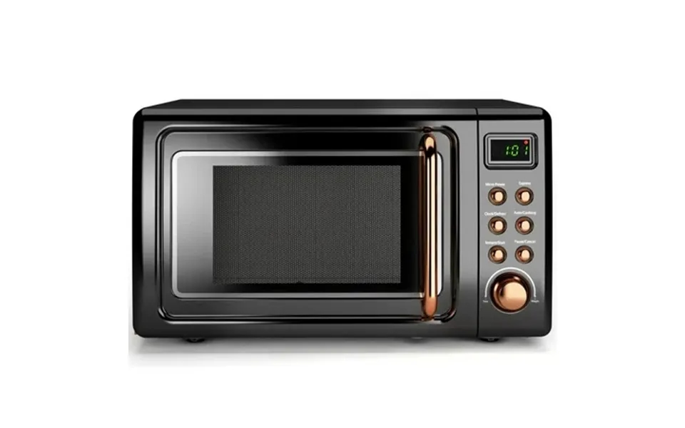 Costway 0.7cu.ft Retro Countertop Microwave Oven 700w Led Display Glass Turntable Rose Gold