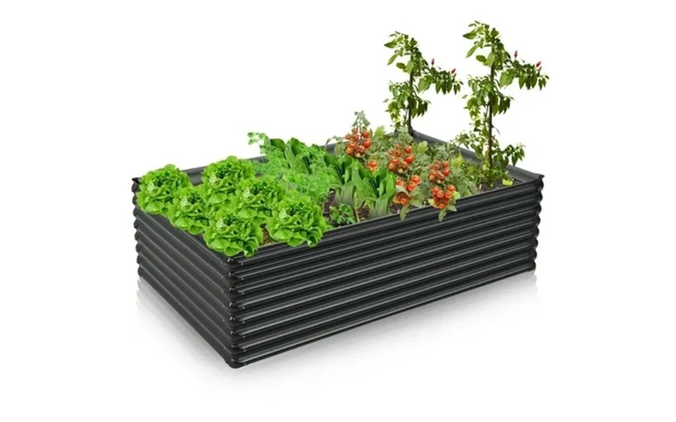 Costway 1 Pc Galvanized Raised Garden Bed Outdoor Planter Box Firewood Rack Log Holder