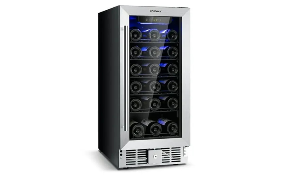 Costway 15 Wine Beverage Cooler Refrigerator 30-bottle Freestanding Built-in Fridge