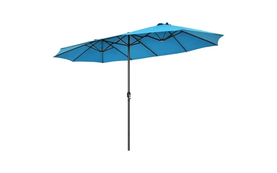 Costway 15ft Blue Patio Double-sided Market Umbrella Crank Lift