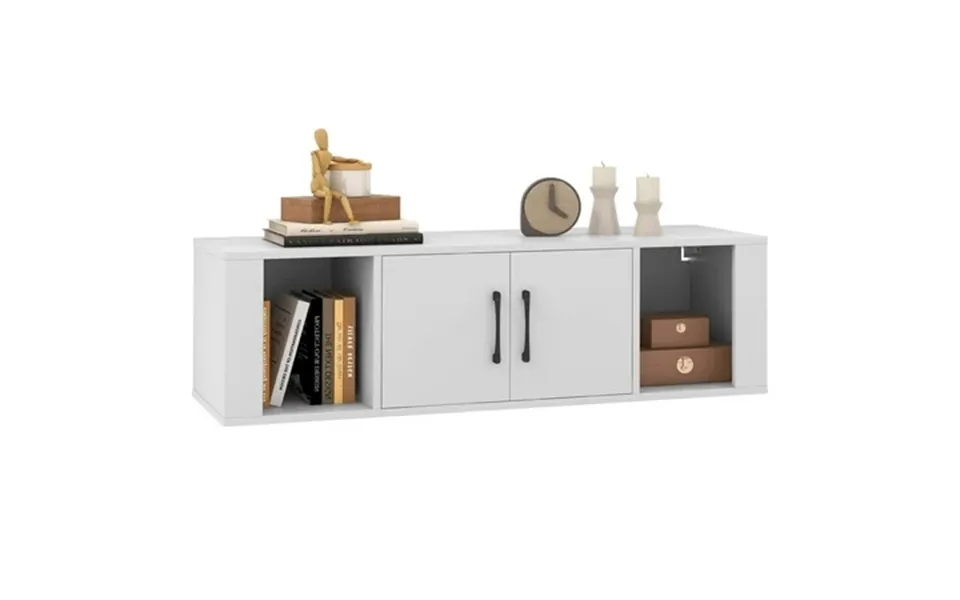 Costway 2-door Floating Storage Cabinet With 2 Cubes Console Storage Hutch Under Tv