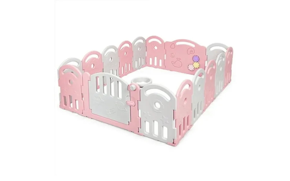 Costway 20-panel Baby Playpen Kids Activity Center Home With Music Box & Basketball Hoop