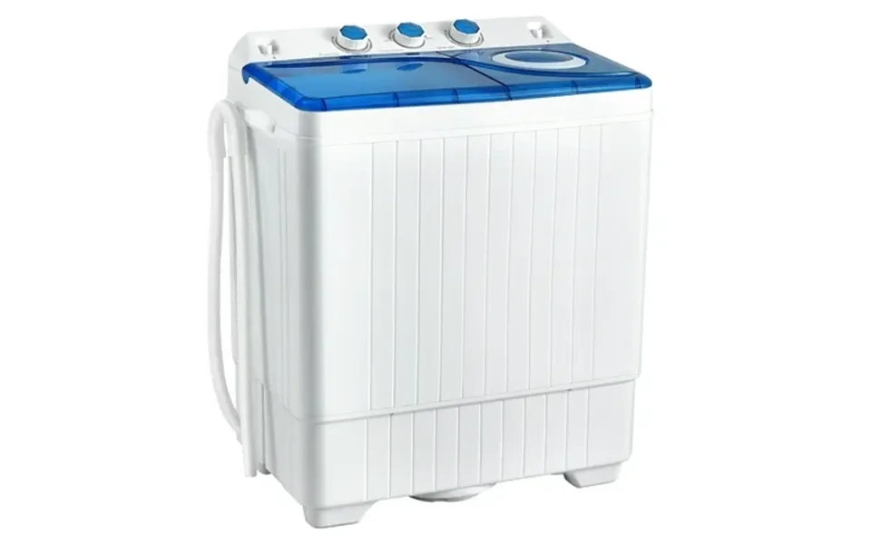 Costway 26 Lbs Portable Semi-automatic Twin Tub Washing Machine With Drain Pump Blue
