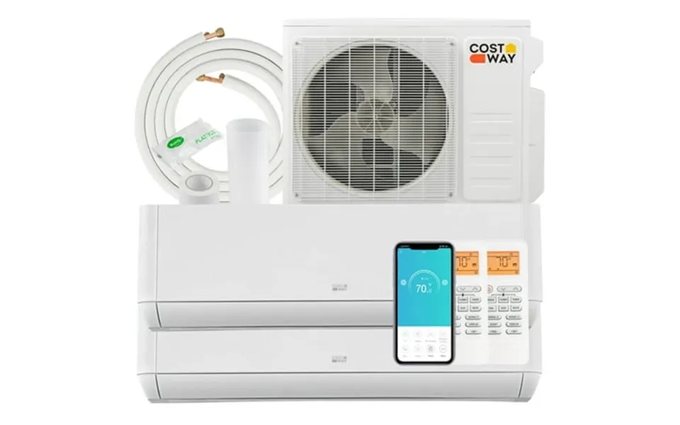 Costway 27k Btu 2 Zone 12k 18k Btu 22 Seer2 Mini Split Air Conditioner Work With Alexa