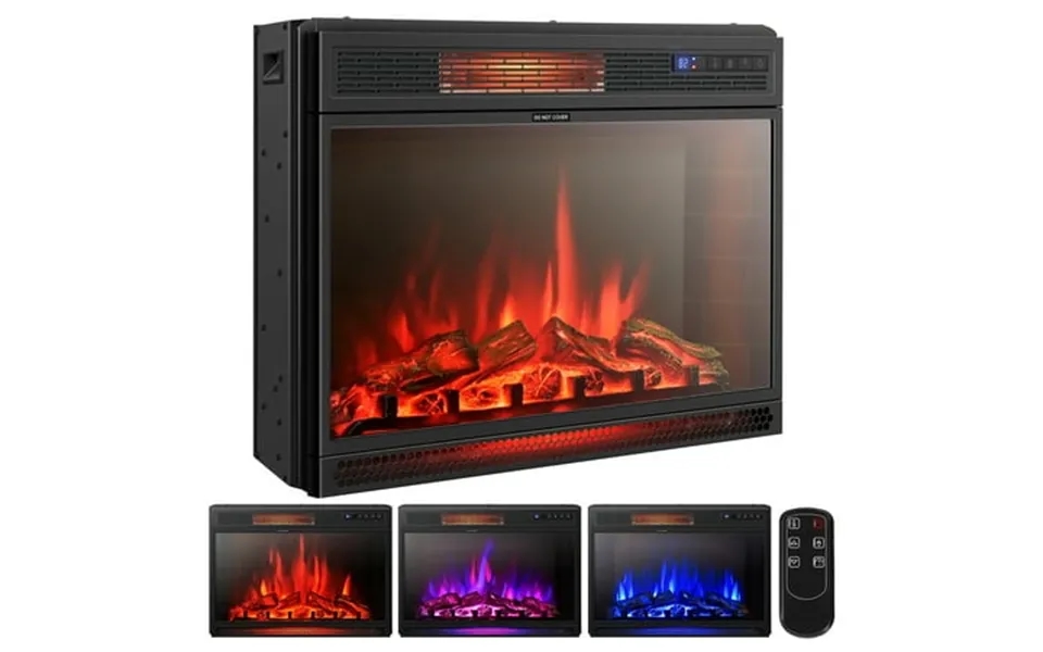 Costway 28 Electric Fireplace Freestanding & Recessed Heater Log Flame Remote 1350w