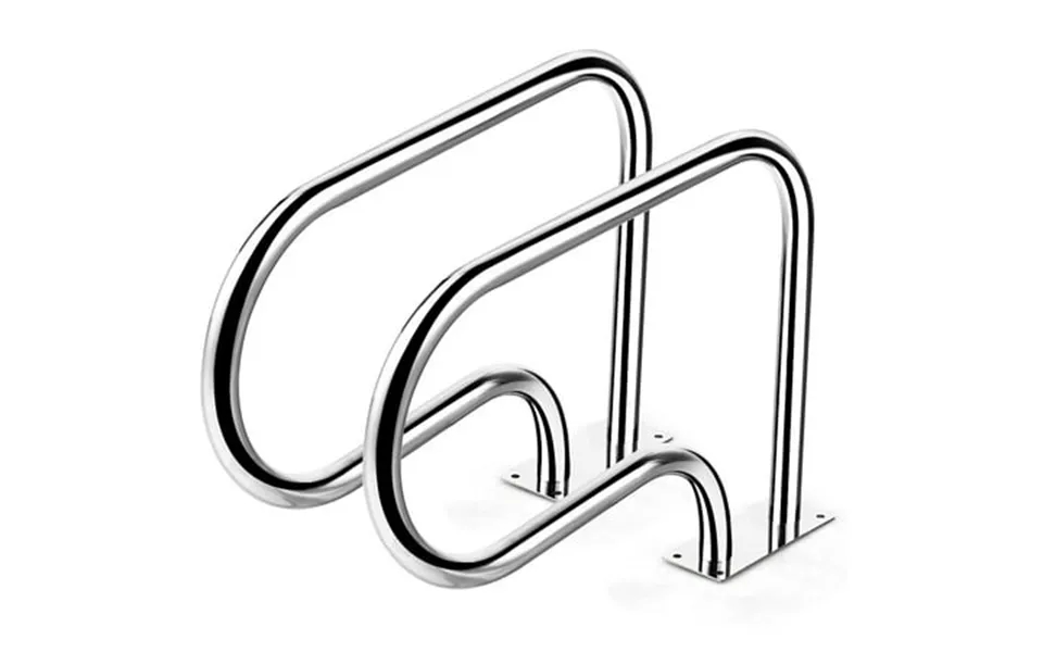Costway 2pcs Swimming Pool Hand Rail Stainless Steel Ladder Stair Rail W Base Plate
