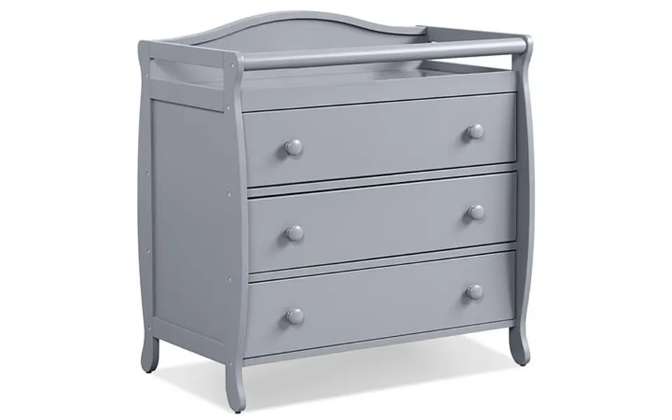 Costway 3 Drawer Baby Changing Table Infant Diaper Changing Station Wood With Safety Belt Grey