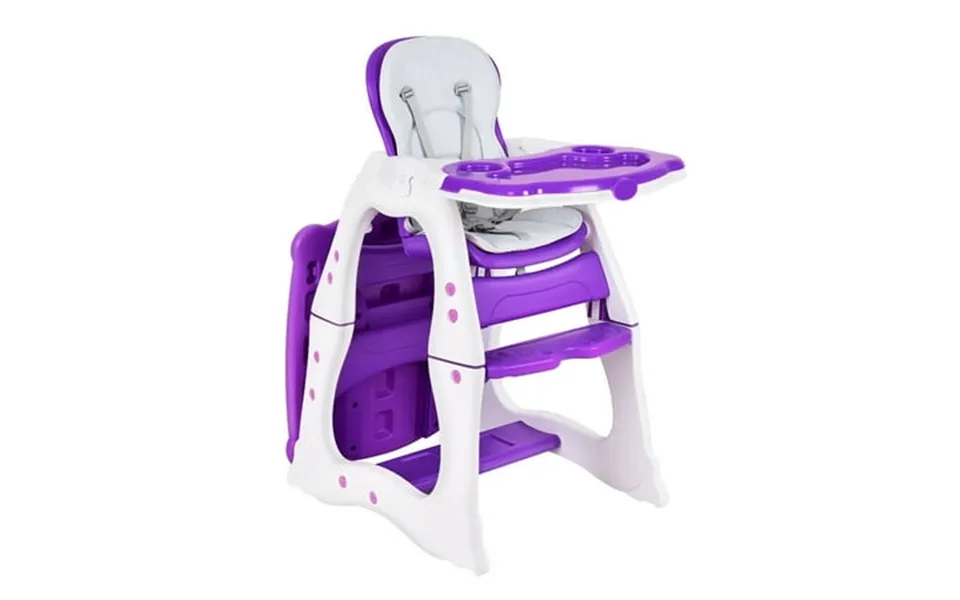 Costway 3 In 1 Baby High Chair Convertible Play Table Seat Booster Toddler Feeding Tray Purple