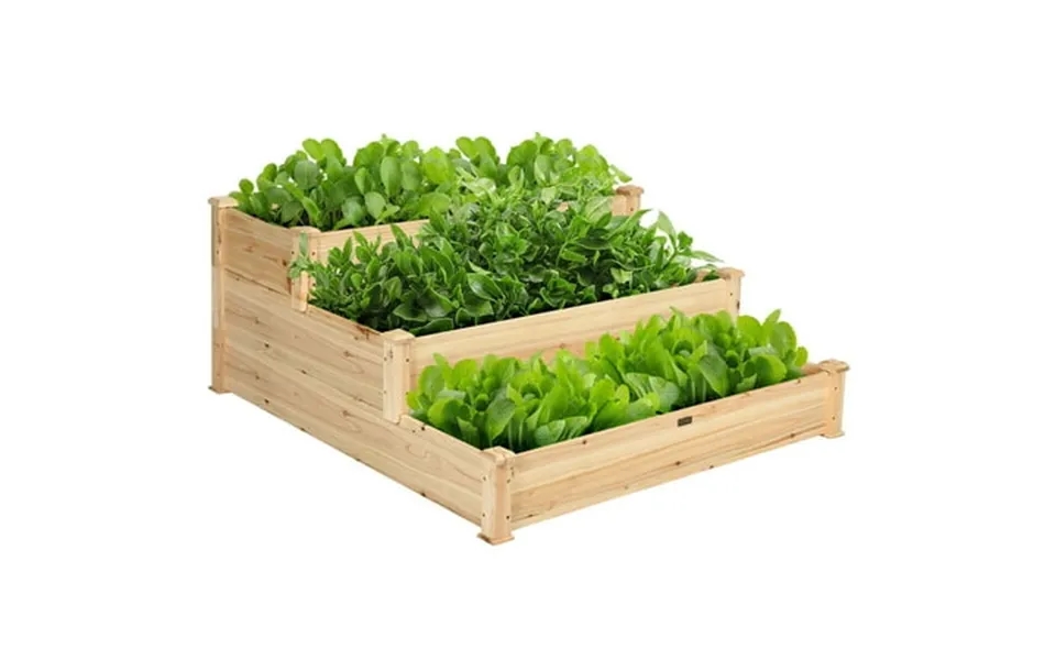 Costway 3 Tier Wooden Raised Vegetable Garden Bed Elevated Planter Kit Outdoor Gardening