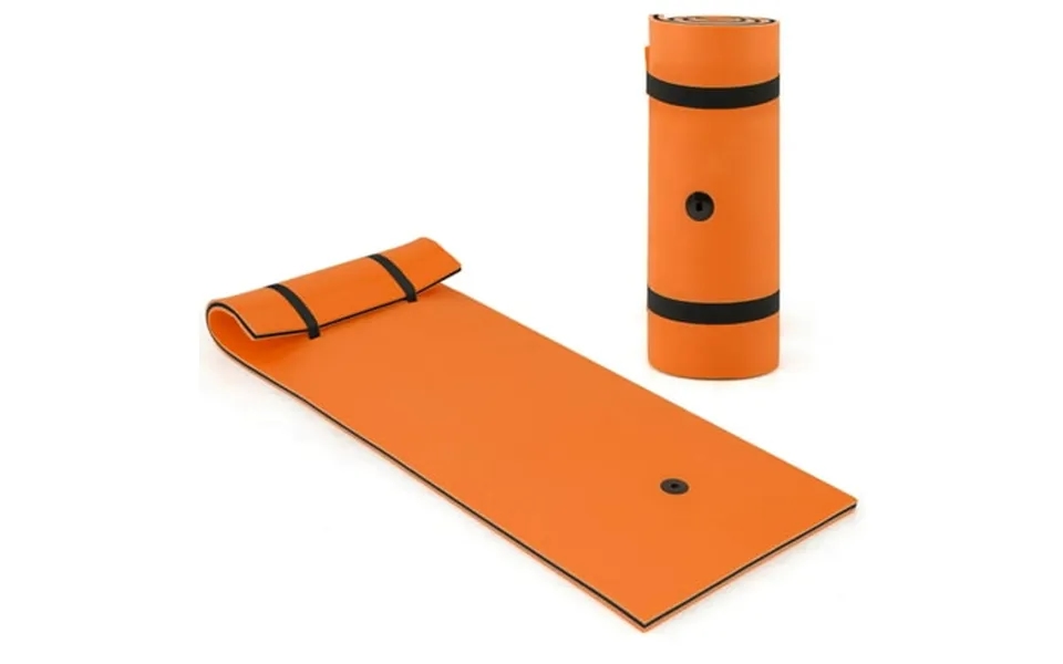Costway 3-layer Tear-proof Water Mat Floating Pad Island Water Sports Relaxing Orange