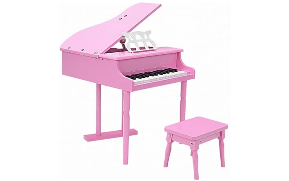 Costway 30 Key Childs Toy Grand Baby Piano W Kids Bench Wood Pink