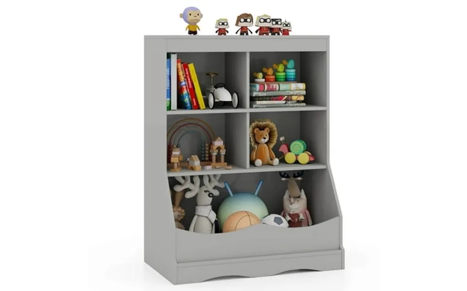 Costway 34.5 Kids Bookshelf 5 Cube Open Storage Shelf With Anti-tipping Kit Display Rack