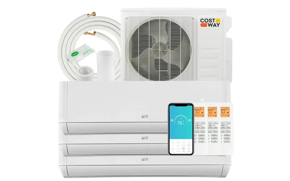 Costway 36k Btu 3 Zone 12k Btu 21.5 Seer2 Mini Split Air Conditioner Work With Alexa