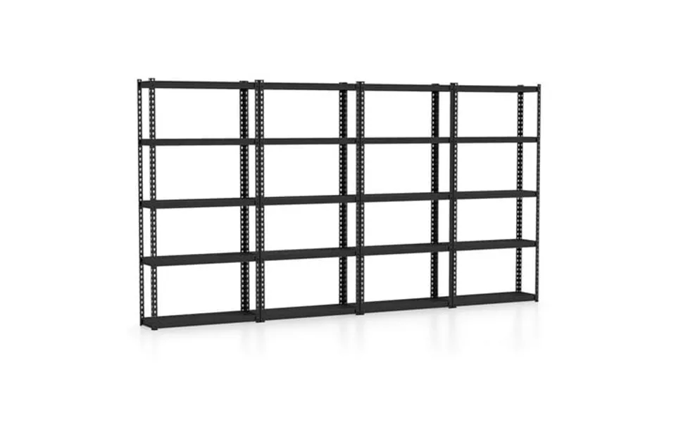 Costway 4 Pcs 5-tier Heavy Duty Storage Shelf Storage Utility Rack Shelf With Anti-tipping Device Black