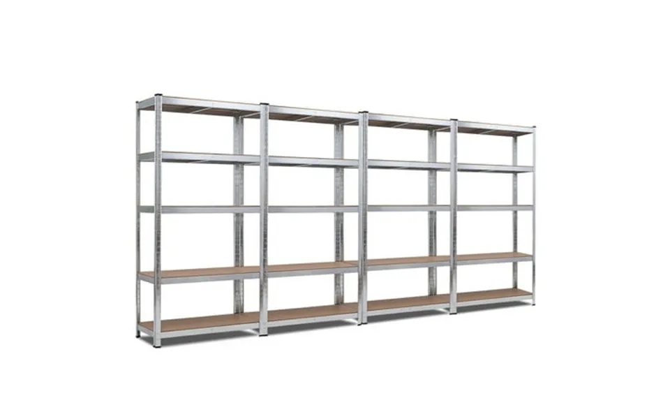 Costway 4 Pcs 72-inch 5-tier Storage Rack Adjustable Garage Shelf Shelving Unit Silver