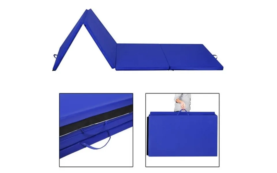 Costway 4 X10 X2 Folding Gymnastics Gym Mats Blue Stretching Yoga Blue