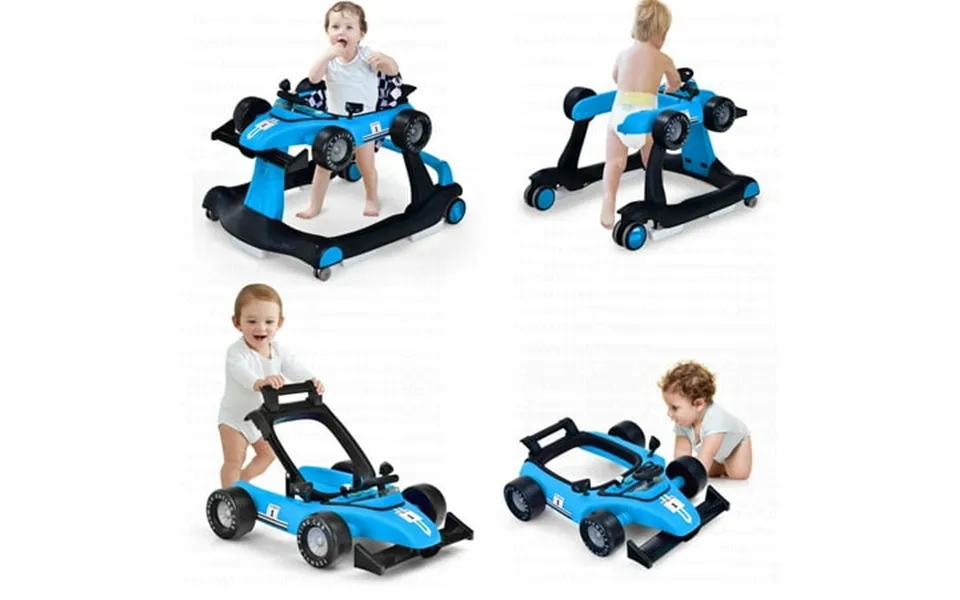 Costway 4-in-1 Baby Walker Foldable Activity Push Walker Adjustable Height Blue