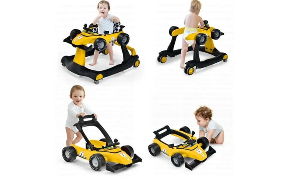 Costway 4-in-1 Baby Walker Foldable Activity Push Walker Adjustable Yellow