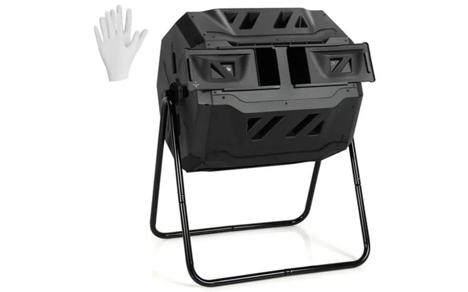 Costway 43 Gallon Composting Tumbler Compost Bin W Dual Rotating Chamber Black