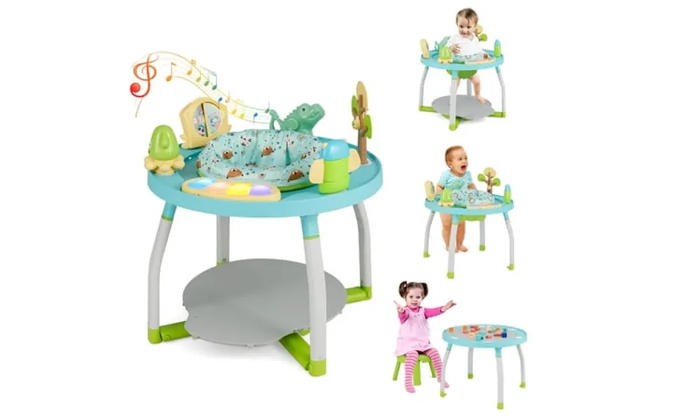 Costway 5-in-1 Baby Activity Center With Rotating Seat Removable Toys Lights & Music Blue