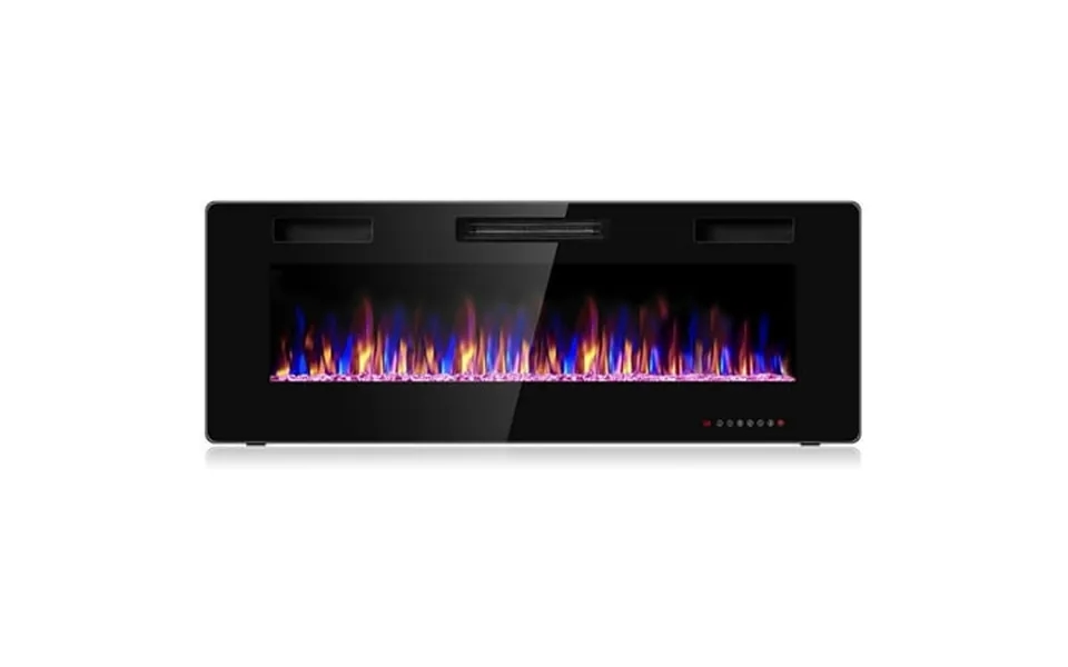 Costway 50 Electric Fireplace Recessed Ultra Thin Wall Mounted Heater Multicolor Flame