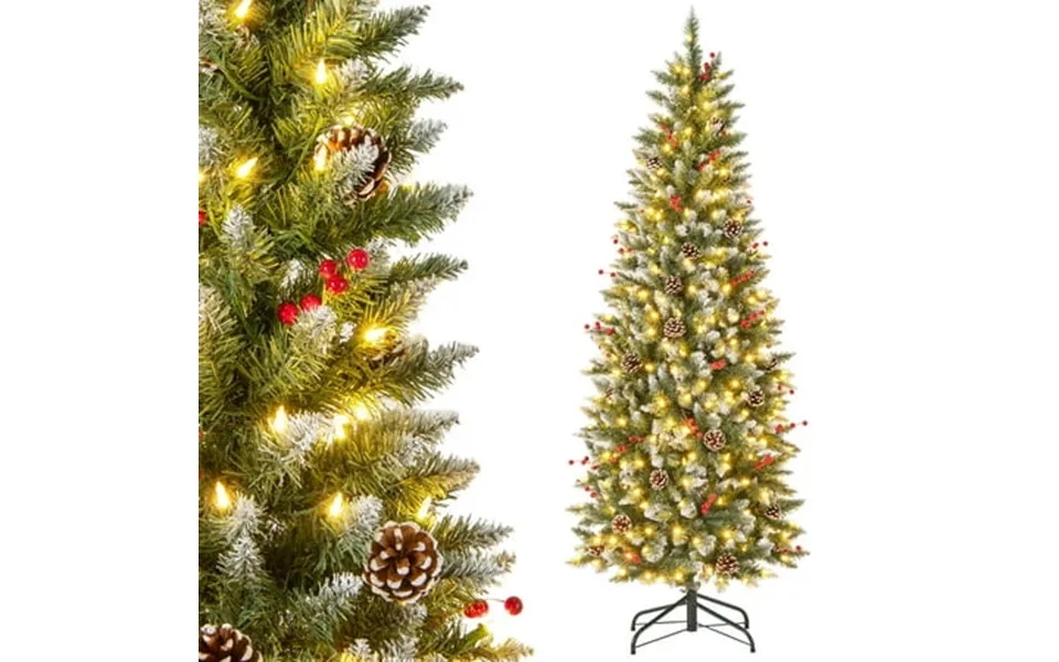 Costway 6 Ft Pre-lit Artificial Christmas Tree With 618 Snowy Branch Tips 280 Led Lights