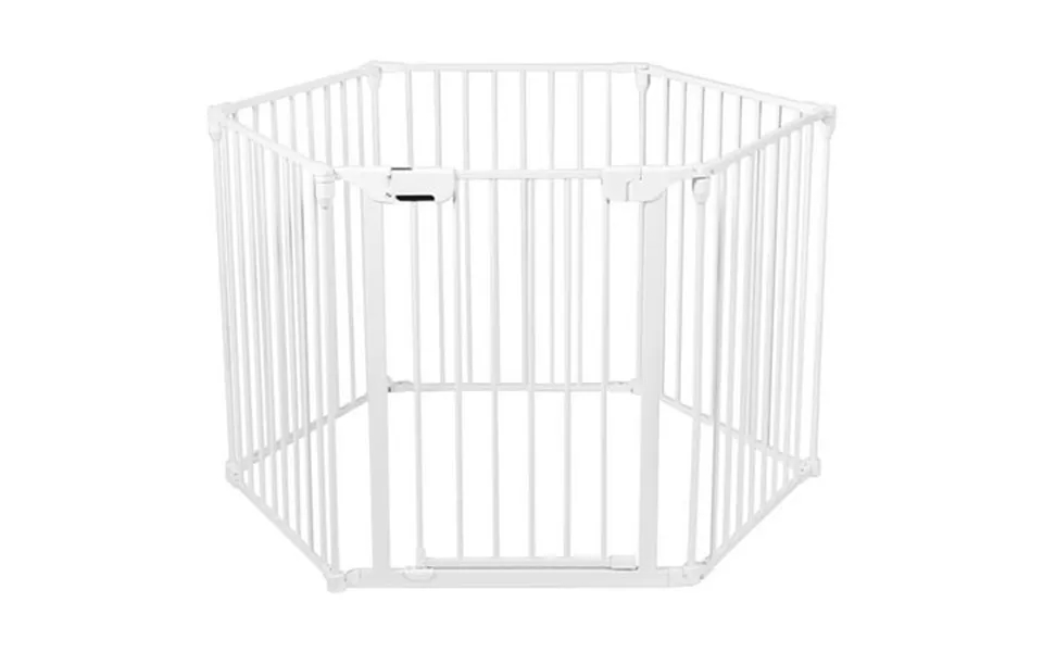 Costway 6 Panel Baby Safe Metal Door Play Yard Barrier Pet Fence Safety Adjustable White