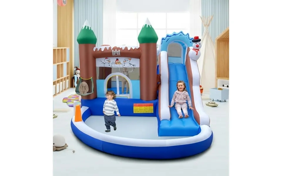 Costway 6-in-1 Winter Theme Snowman Inflatable Castle Kids Bounce House Without Blower