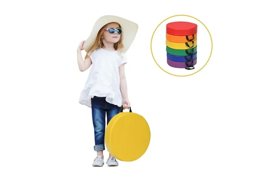 Costway 6-piece 15 Round Toddler Floor Cushions Flexible Classroom Seating W Handles