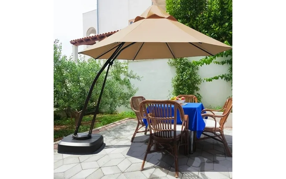 Costway 9.82 Beige Cantilever Patio Umbrellas Water-resistant