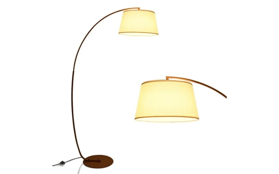 Costway Arc Floor Lamp With Hanging Fabric Lampshade & Sturdy Base Modern Design Copper