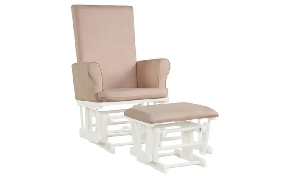 Costway Baby Nursery Relax Rocker Rocking Chair Glider & Ottoman Set W Cushion Pink
