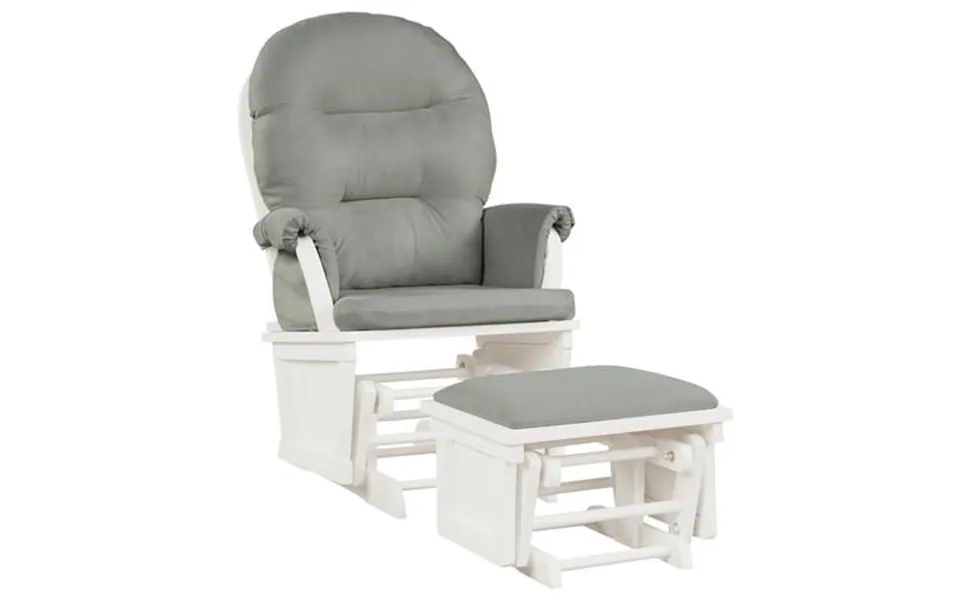 Costway Baby Nursery Relax Rocker Rocking Chair Glider &ottoman Set W Cushion Light 3-6 Years Grey